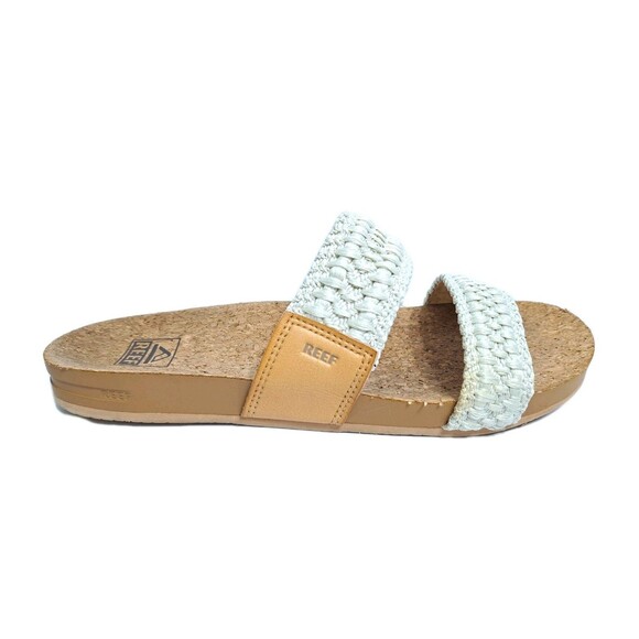 REEF Women's 10 Cushion Vista Thread Sandals Cork Braided White Brown Beach Pool - Picture 3 of 10